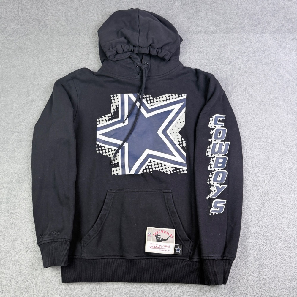 Mitchell & Ness NFL Dallas Cowboys Hoodie Navy Blue Graphic Sweatshirt Small